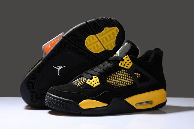 Air Jordan 4 Retro Thunder DH6927-017 Men's Basketball Shoes Black Yellow-26 - Click Image to Close